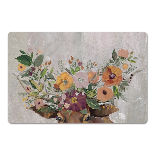 18" x 27" Steer with Flower Horns Floor Mat
